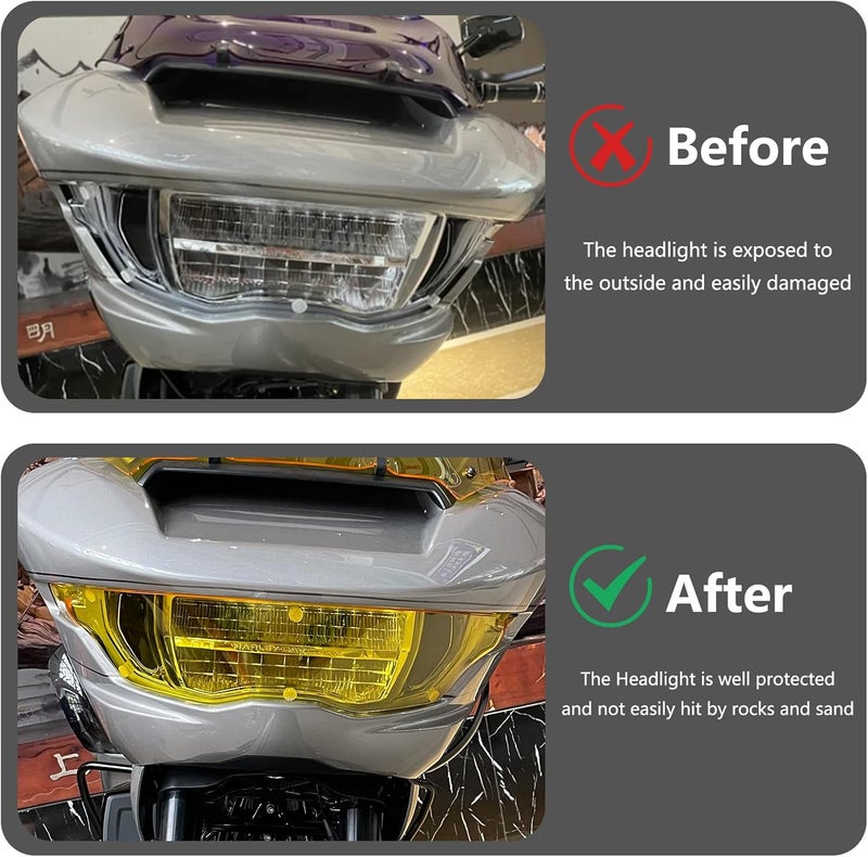 FWXEOZ Motorcycle Accessories Headlight Guard Front Headlamp Protection Cover for CVO Road Glide FLTRXSE 2023 2024 Road Glide ST 2024 Headlight Shield (Yellow) - Image 2